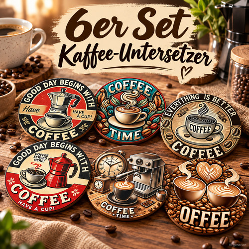 Kaffee untersetzer 6er set - kaffee,