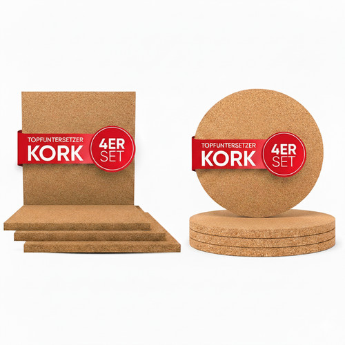 Kork untersetzer rund - kork, eckig