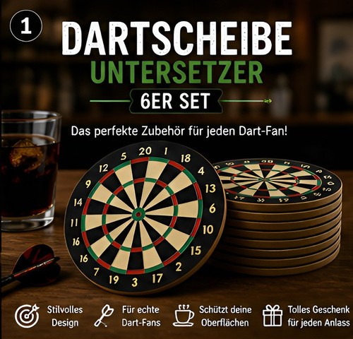 Dartscheibe untersetzer 6er - untersetzer,
