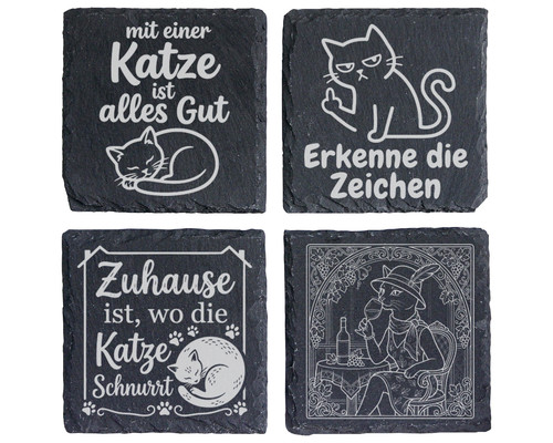 Schieferuntersetzer 4er set - schieferuntersetzer,